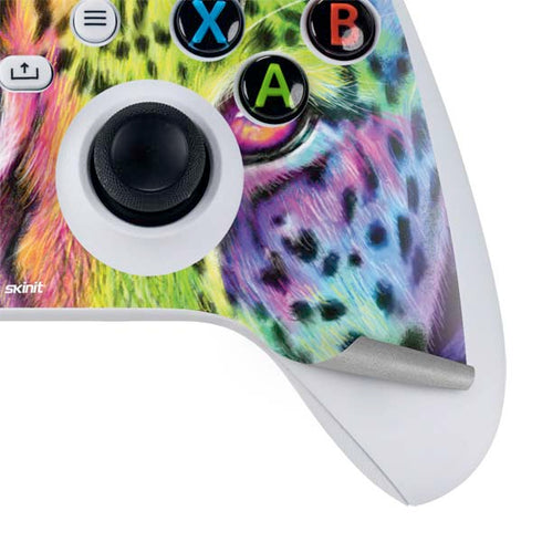 Neon Rainbow Cheetah with Rose by Sheena Pike Xbox Series S Controller Skin